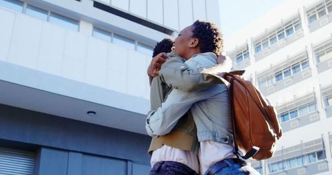 Joyful Reunion of African American Sisters in Urban Environment