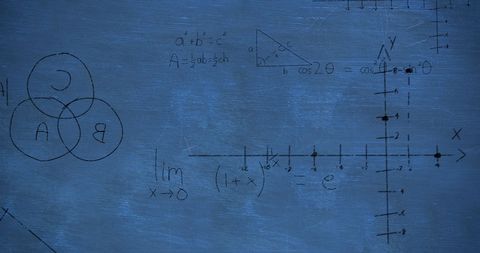 Mathematical Formulas on Chalkboard Background Blue Technology Overlay - Download Free Stock Images Pikwizard.com