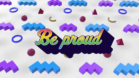 Colorful 3D Geometric Shapes with Motivational Message