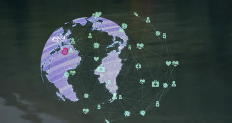 Animated Globe with Network Connections Illustrating Global Communication