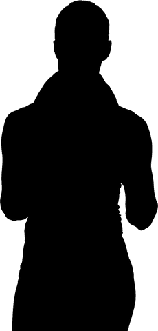 Transparent silhouette of woman with towel on shoulders