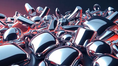 Futuristic metallic forms in crazy abstract art composition