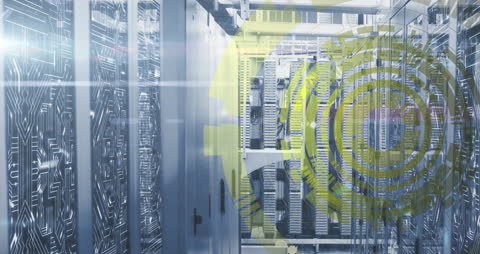 Futuristic Data Center with AI Graphics and Network Concept