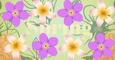 Vibrant spring floral pattern with text design