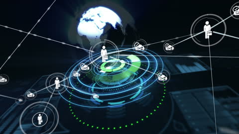 Animated Digital Network with Global Connections