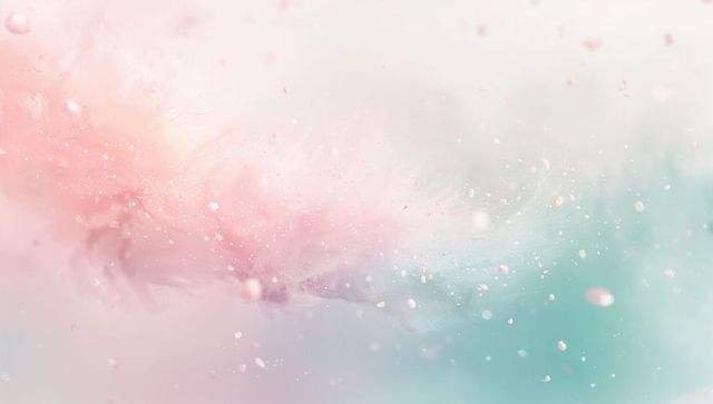 Pastel nebula drift pink to teal abstract cloudscape with soft particles, bokeh and haze