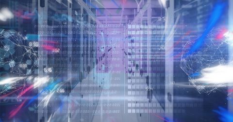 Digital Network Waves Overlaying Modern Data Center - Download Free Stock Images Pikwizard.com