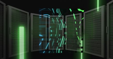 Futuristic Digital Server with Light Trails and QR Code - Download Free Stock Images Pikwizard.com