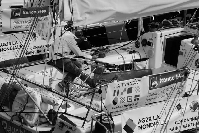 Monochrome Scene of Sailboats Prepping for Sailing Event - Download Free Stock Images Pikwizard.com