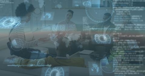 Digital Interface and Data Processing with Diverse Team Meeting - Download Free Stock Images Pikwizard.com