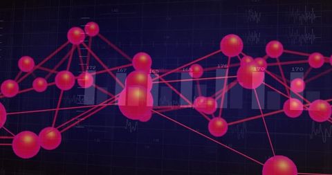 Abstract network of digital connective spheres in futuristic data interface