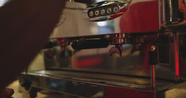 Close-up View of Professional Coffee Machine in Café - Download Free Stock Images Pikwizard.com