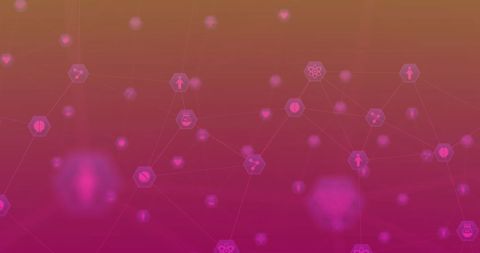 Network of Digital Icons on Pink Gradient Background - Download Free Stock Images Pikwizard.com