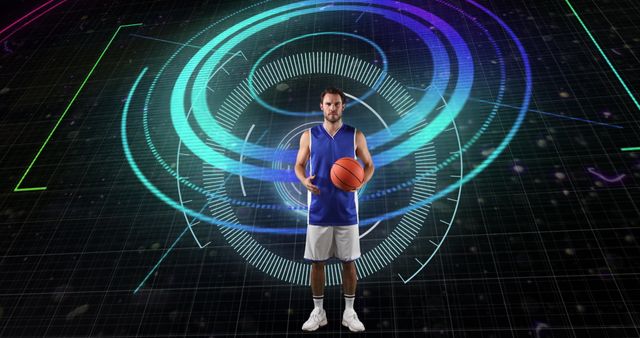 Caucasian Basketball Player with Futuristic Digital Scanning Concept - Download Free Stock Images Pikwizard.com