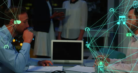 Business Collaboration with Digital Network Overlays in Modern Office