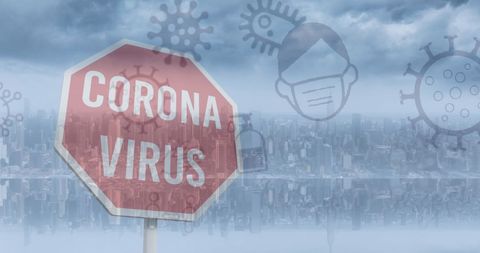 Covid-19 Pandemic Concept with Icons and Cityscape - Download Free Stock Images Pikwizard.com