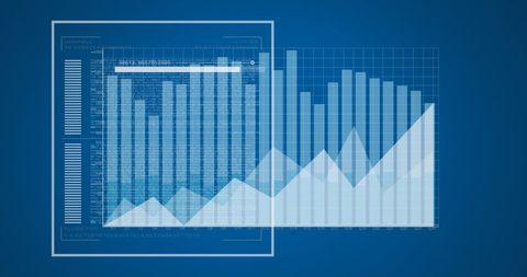 Dynamic Data Visualization with Graphs over Blue Background - Download Free Stock Images Pikwizard.com