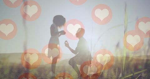 Romantic Proposal with Iconic Heart Overlay Design