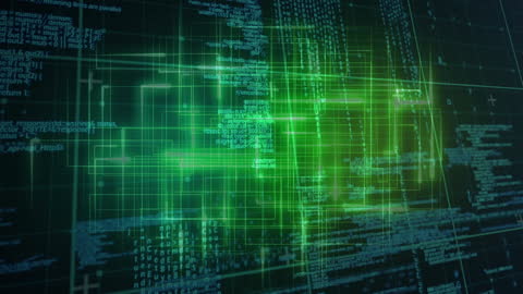 Futuristic Virtual Network Interface with Green Digital Displays