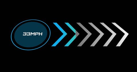 Digital speedometer display with motion graphic arrows