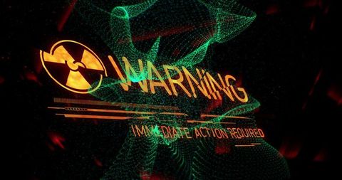 Futuristic radiation warning sign with digital pulse effect