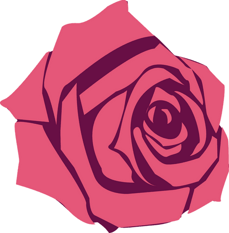 Geometric Floral Rose in Pink on Transparent Background