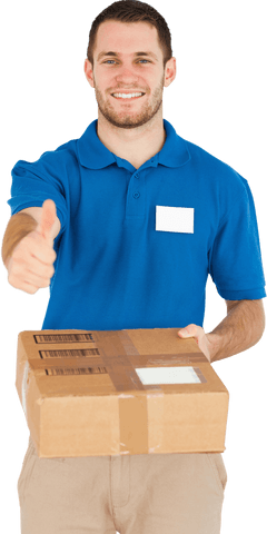 transparent smiling delivery person with package and thumbs up - Download Free Stock Videos Pikwizard.com