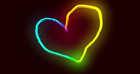 Glowing Rainbow Heart Shape on Black Background - Download Free Stock Images Pikwizard.com