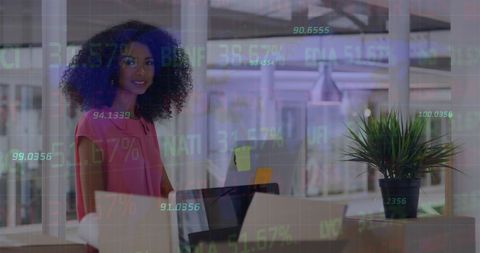 African American Businesswoman Analyzing Stock Market Trends