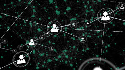 Animated Digital Network Featuring People Icons and Connections