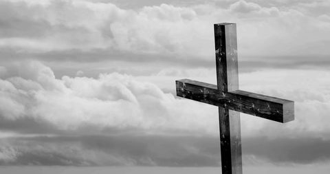 Silhouette of Wooden Cross Against Dramatic Cloudy Sky - Download Free Stock Images Pikwizard.com