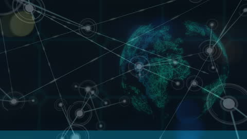 Abstract Global Network Connections with Spinning Globe
