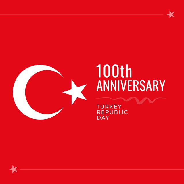 Composition of turkey republic day text with flag of turkey on red background. Turkey republic day and celebration concept digitally generated image.