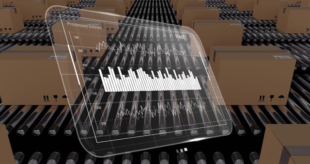 Digital Data Interface with Conveyor Belts in Warehouse - Download Free Stock Images Pikwizard.com