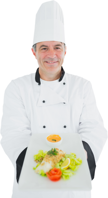 Transparent Chef Presenting Delicious Dish with Fresh Garnish - Download Free Stock Videos Pikwizard.com