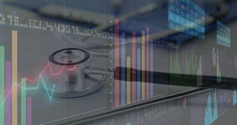 Medical Technology and Analytics Innovation with Charts and Stethoscope