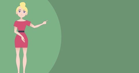 Cartoon Businesswoman Presenting on Green Background - Download Free Stock Images Pikwizard.com