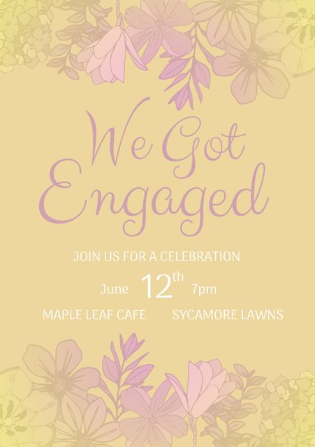 Elegant Floral Engagement Celebration Invitation Template - Download Free Stock Templates Pikwizard.com