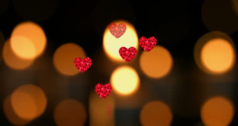 Digital Art Revealing Glowing Hearts with Candle Abstract