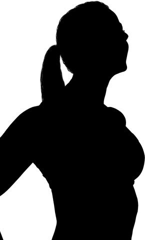 Digital Silhouette of Ponytail Woman on Transparent Background