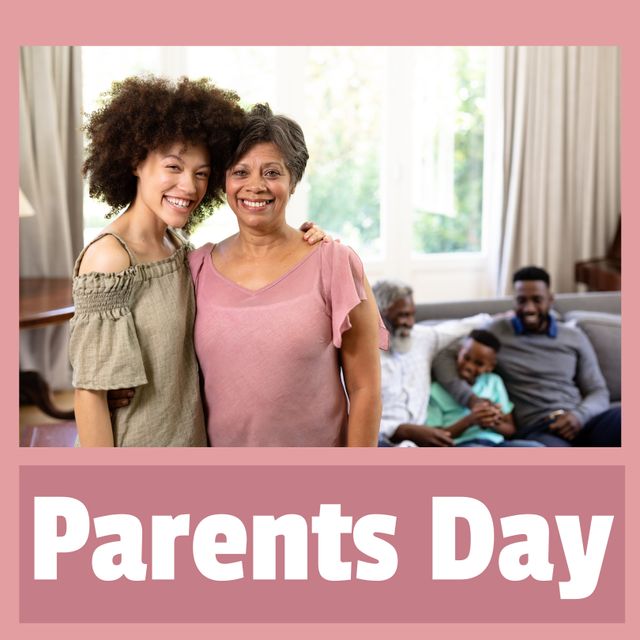 Parents Day Celebration with Multiracial Family at Home - Download Free Stock Templates Pikwizard.com