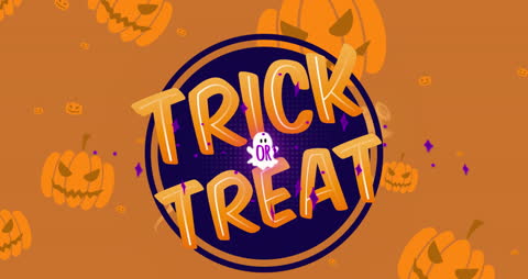 Trick or Treat Animation with Pumpkins on Orange Background