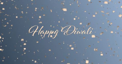 Happy Diwali Celebration Banner with Gold Confetti