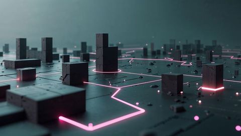 futuristic digital landscape with neon pink circuit lines - Download Free Stock Images Pikwizard.com