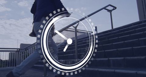 Business time efficiency concept with clock and running