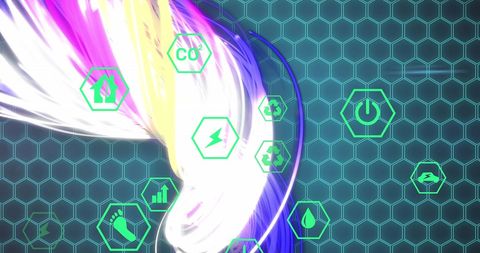 Digital Network with Green Energy and Eco Icons