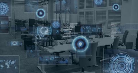 futuristic office with data hologram interface and global connectivity - Download Free Stock Images Pikwizard.com