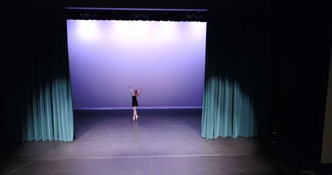 Young Female Ballet Dancer Practicing on Theater Stage - Download Free Stock Images Pikwizard.com