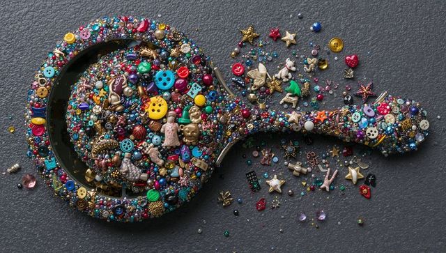Bejeweled Mirror Tray Overflowing with Buttons, Beads, Rhinestones and Trinkets