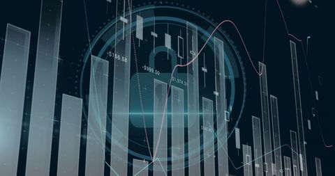 Futuristic financial data graph with hud overlay